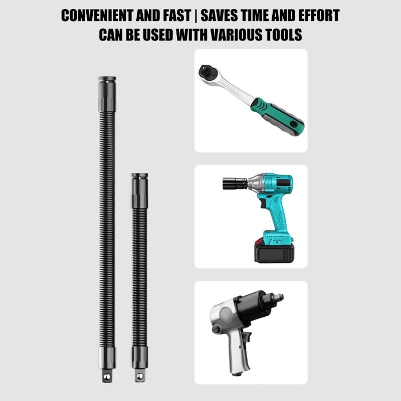 1/2inch Flexible Extension Rod Bendable Elastic Joint Head Post Connecting Link For Electric Impact Wrench High Strength