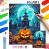 Halloween Oil Painting Digital Painting Haunted House Pumpkin Moonlight Landscape Handmade DIY Coloring Painting Home Decoration