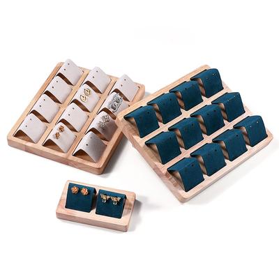 Solid Wood Counter Props Jewelries Rack Ear Jewelry Display Rack Various Types of Jewelry Decoration Racks Velvet Earring Holder