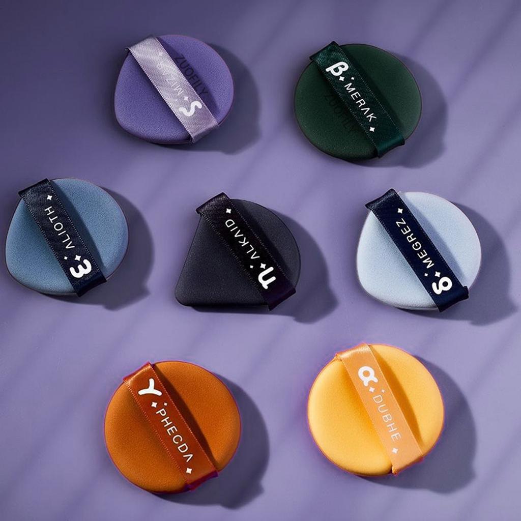 7 stk Face Powder Puff med oppbevaringsboks, løs pulversvamp Skjønnhetssminkepuss