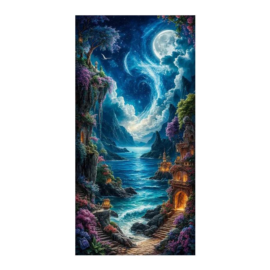 DIY Diamantmalerei Große Größe Schneebedeckte Berge Wasserfall Landschaft Vollbohrer Strasssteine Stickerei Landschaft Mosaik Kreuzstich-Sets