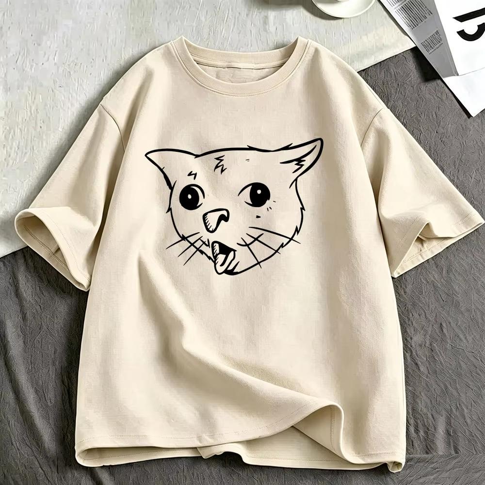 Coughing Cat Funny Meme Graphic T Shirts Unisexs Unisex Clothing Fashion Cotton Casual Oversized Short Sleeve Tshirts Streetwear