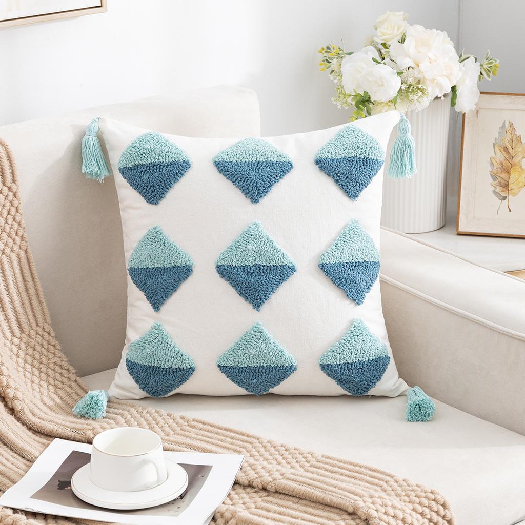 Tufted Tassel Pillow Case Bohemian Home Living Room Sofa Bedroom Tassel Back Cushion Core-Free Premium Durable