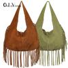 2025 Vintage Tassel Large-Capacity Women's Dumpling Shoulder Bag - Double-Sided Velvet, Simple and Trendy.