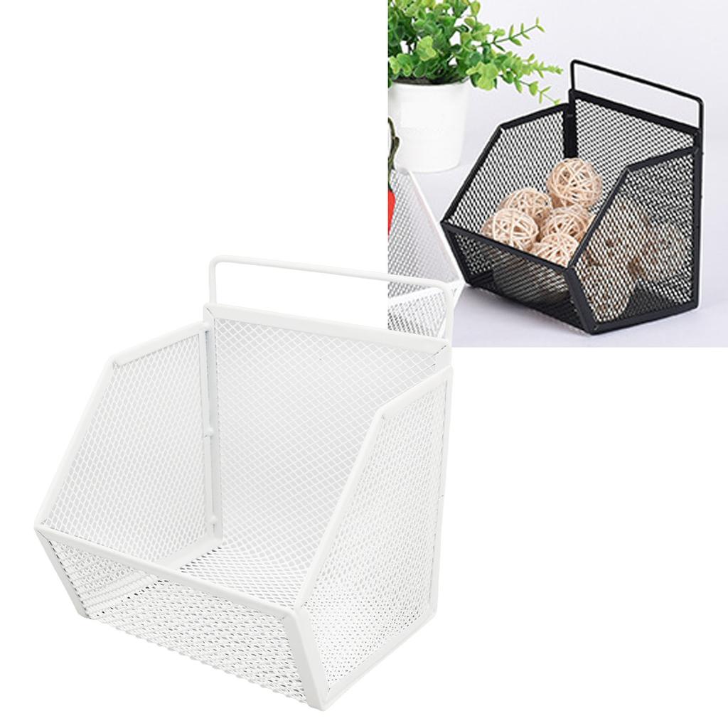 Hanging Wire Basket 13.2x10x15cm Adhesive Metal Small Wire Storage Basket for Kitchen Bathroom Bedroom
