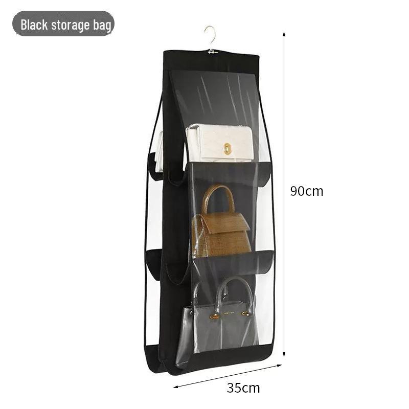 

Прозрачная подвесная стойка для хранения сумок – пылезащитный многослойный органайзер для спальни или двери общежития чёрный