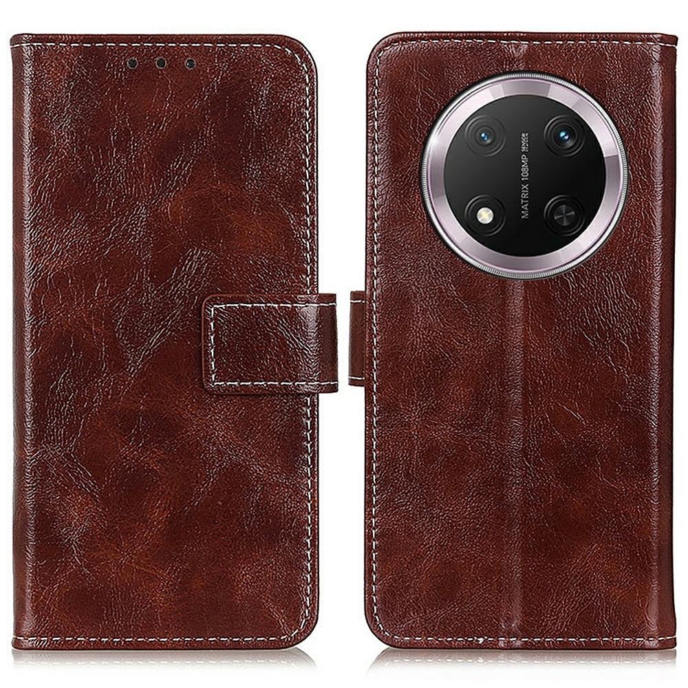 

For Honor Magic7 Lite 5G/X9c 5G/X60 Pro 5G Leather Case Wallet Phone Cover Crazy Horse Texture Brown