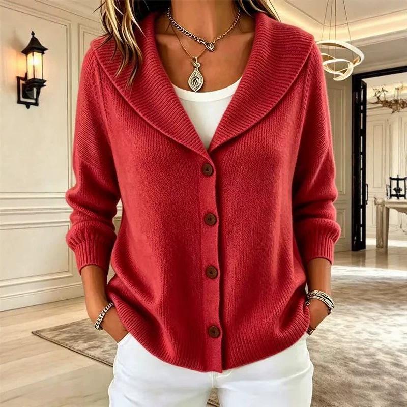 2026 European & American Women's Autumn/Winter Nine-Sleeve Lapel Button Solid Color Fashion