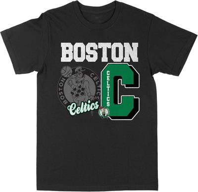 Philcos NBA Boston Celtics Vintage Logos On Tee Black T-Shirt