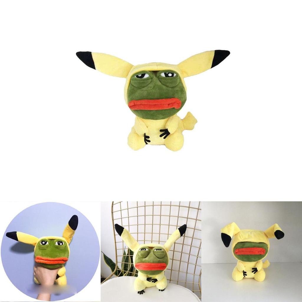 Lovable Pikachu Kawaii Stuffed Toy With Sad Frog Design For Children 15 Inches Plush