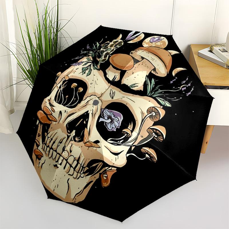 1pc Skull Mushroom Forest Fashionable Automatic Opening/Closing Folding Umbrella with 8 Bones, Windproof Portable, Daily Use127