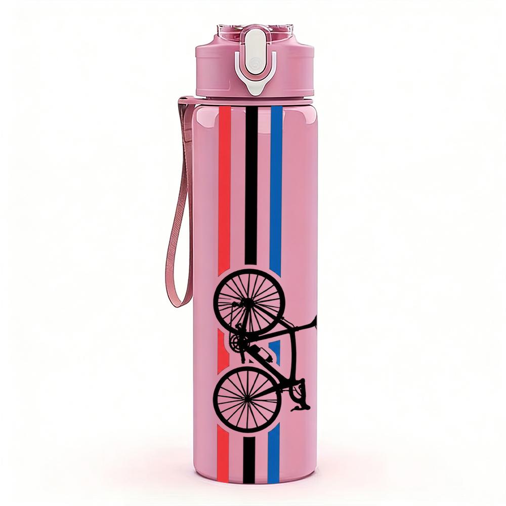 1PC Road Bike Stripe Vertical Layout 750ml Color Plastic Water Bottle Leakproof Flip Straw Lid For Sports Office Home Use