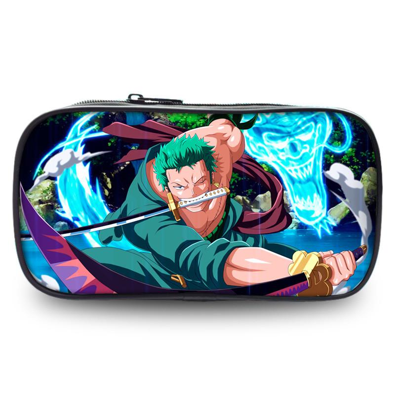 Durable One Piece Wano Themed Zoro Luffy Student Pen Bag With Prints