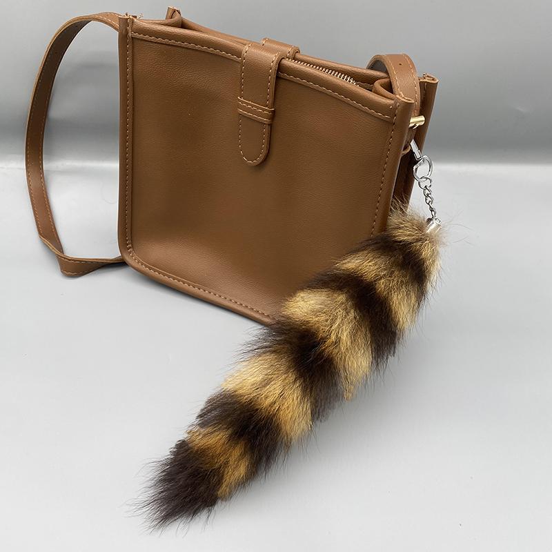 

40CM Plush Fox Tail Keychain Bag Charms Cute Fur Racoon Tail Keyring Keychain Animal Tail Key Pendant Pompoms Keyring Bag Decor
