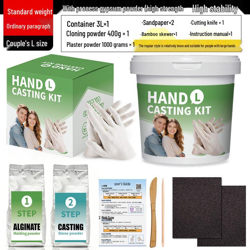 Couple Hand Plaster Mold DIY Set - 3L Alginate Impression Powder for Hand/Foot Cloning.