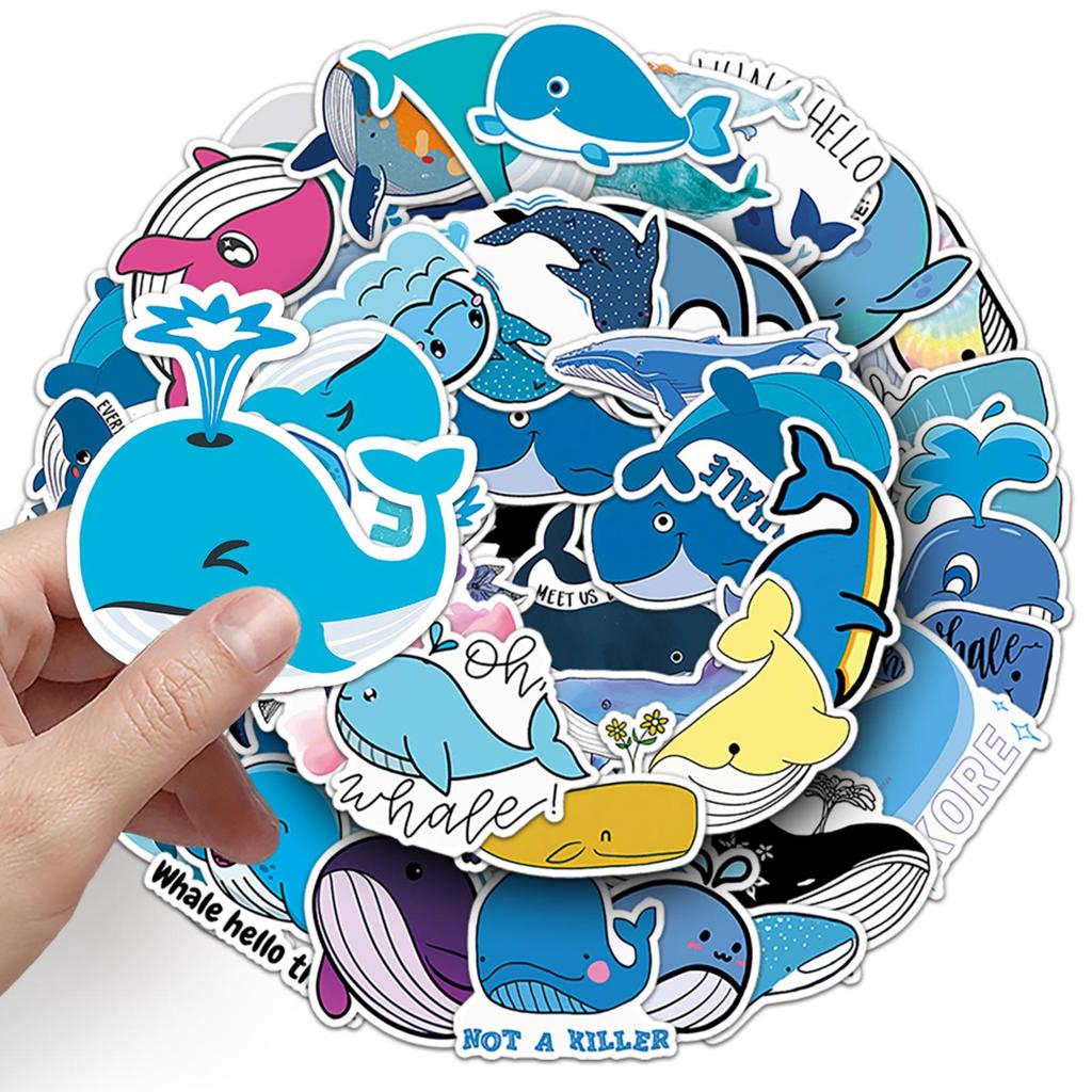 51PCS Cute Whale Graffiti Stickers for Suitcases, Scooters, Tablets, Cars, and More - Cartoon Decorative Set