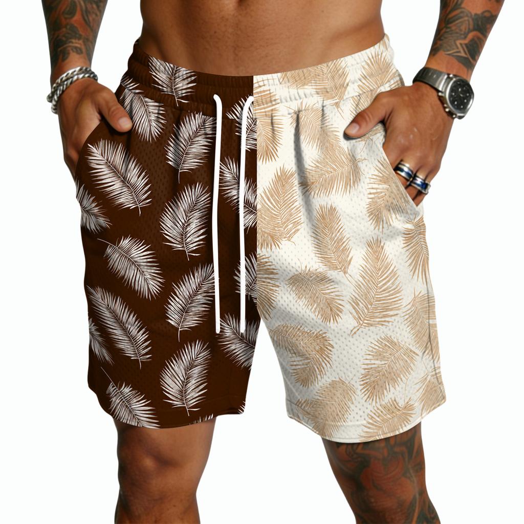 Pantaloncini Leggeri da Uomo con Coulisse Asciugatura Rapida Vestibilità Rilassata Cinque Tasche Pantaloncini Casual Stampa Hawaiana per Estate Spiaggia Outdoor