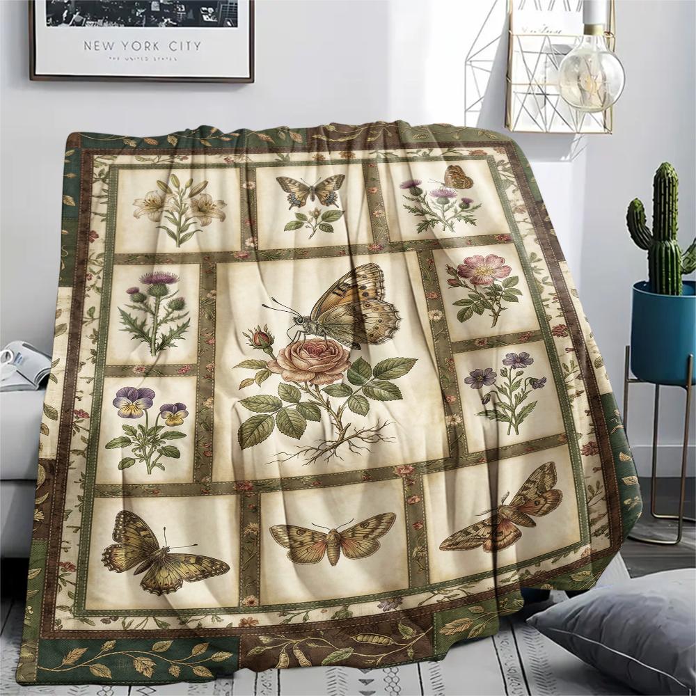 Butterfly Decoration Print Flannel Blanket, High Quality Comfortable for All Seasons, Home Decor, Warmth and Comfort, Perfect for Christmas Gifts23