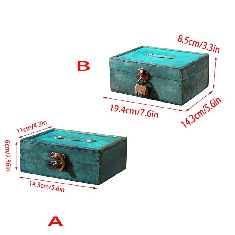 Locking Antique Wooden Jewelry Storage Box for Home Office Decoration Wood Chest Keepsakes Holder with Lock Mechanism
