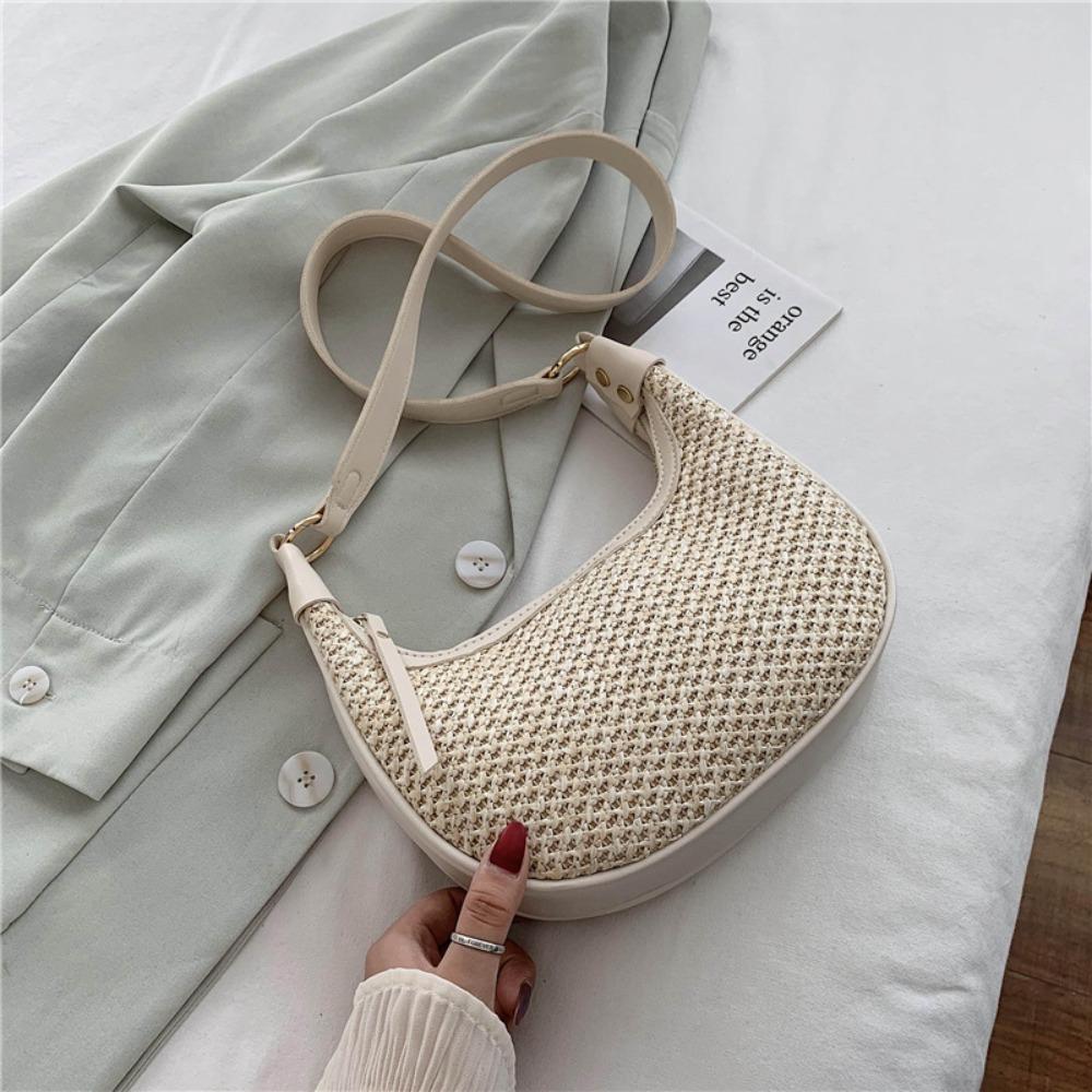 

Bohemian Woven Straw Bag Designer Crossbody Hobo Bag Fashion Single Shoulder Bag Ladies/Girls бежевый