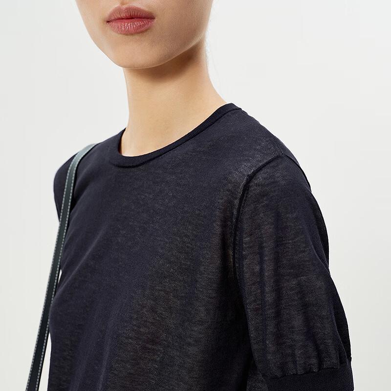 LESS 2025 Summer Round Neck Short Sleeve Sweater