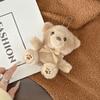 3D Fluffy Plush Bear For AirPods Case with Bow & Keychain Cute Shockproof Cover for AirPods 1 2 3 4 Pro Pro 2 Pro 3