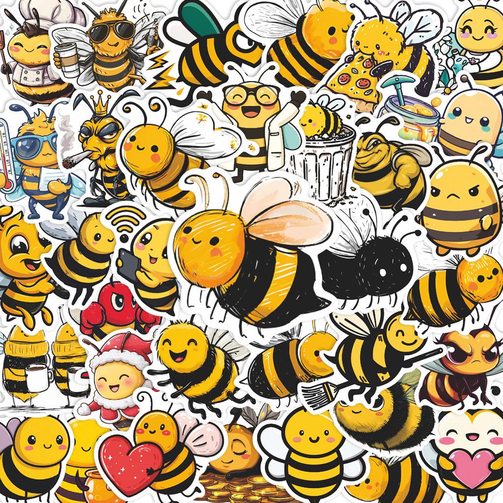 50pc Little Bee Stickers For Children's Journals, Cartoon Animals, And Cute Decorative Stickers For Suitcases