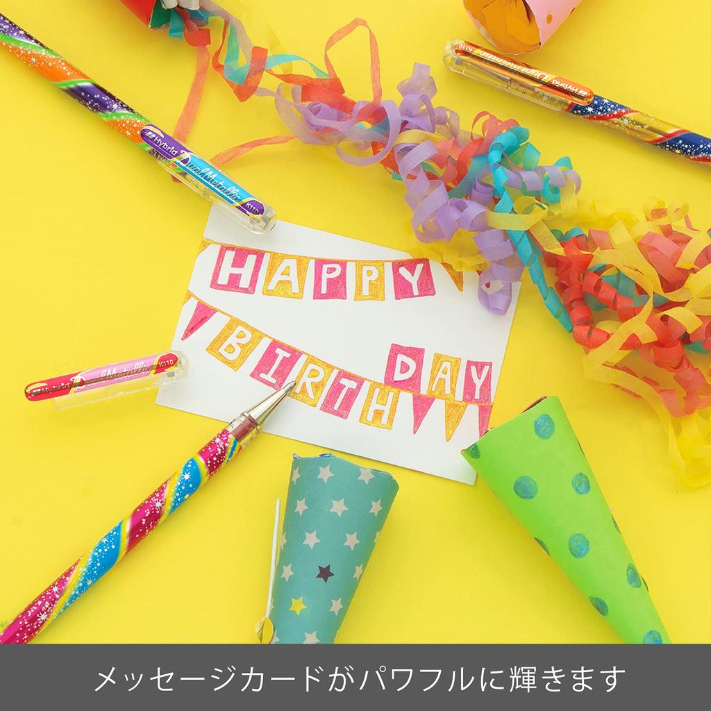 Pentel Color Ballpoint Hybrid Dual Shiny and 5 Pen, Metallic, Powerful, Colors, K110WR-5STA