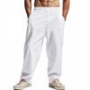 Men's Loose-Fit Linen Casual Wide-Leg Trendy Beach Sports All-Season Breathable Trousers