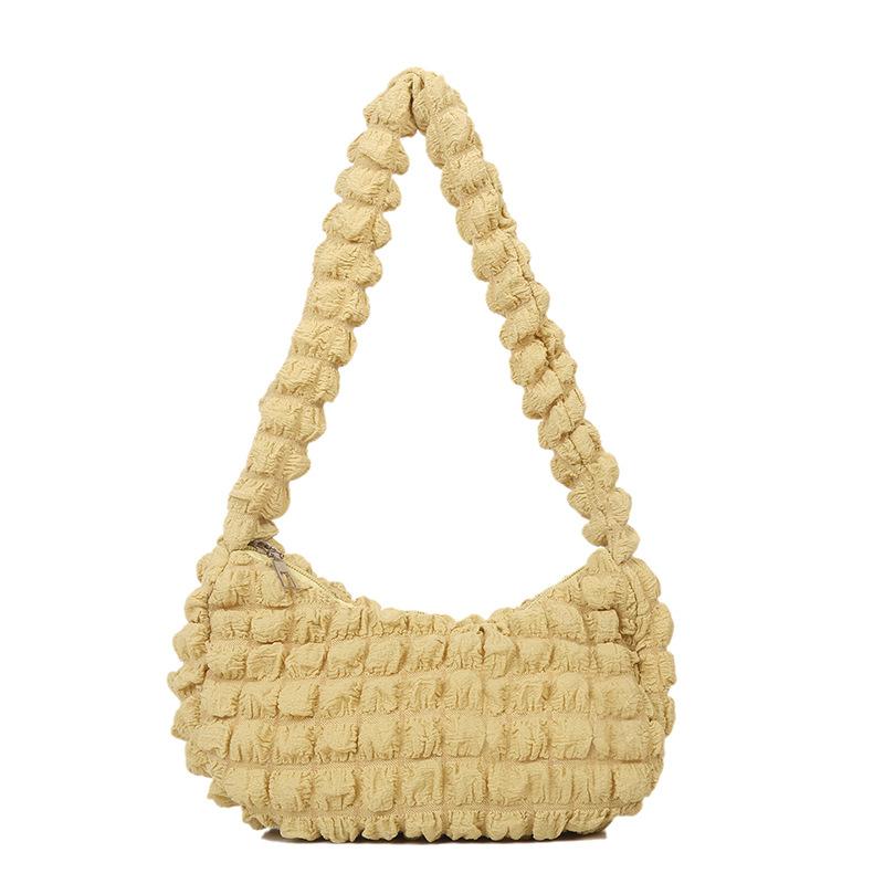 

2024 spring new Korean version fashion gentle temperament zipper bubble bag simple casual portable shoulder armpit bag жовтий