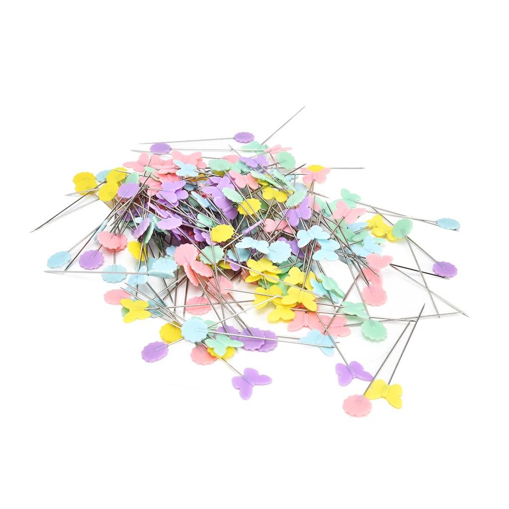 200Pcs Flower Button Head Pins Cute Flower Butterflies Colorful DIY Decorative Positioning Pin for