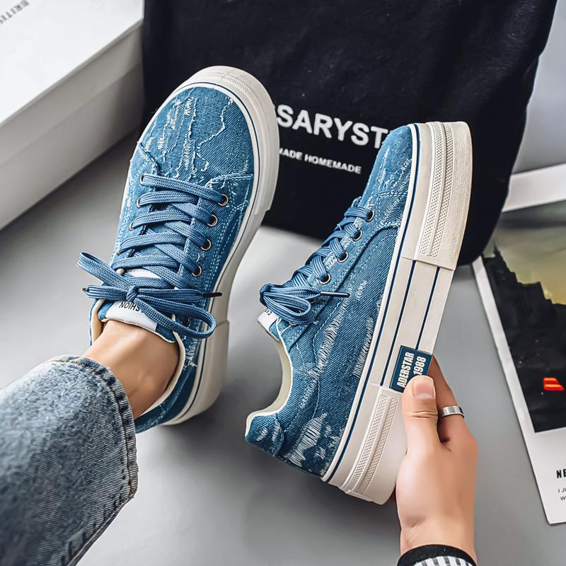 Men 's Casual Four Seasons Fashion Canvas Skateboarding Students Comfortable Sneakers Boys Trending Soft Sole Breathable Shoes