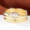 Elegant Gold Color Marquise Zircon Double Band Ring for Women Daily Wear and Party