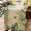 Spring Summer Palm Leaves Bee Linen Table Runner Party Decor Tropical Green Plant Kitchen Dining Table Runner Home Decorations