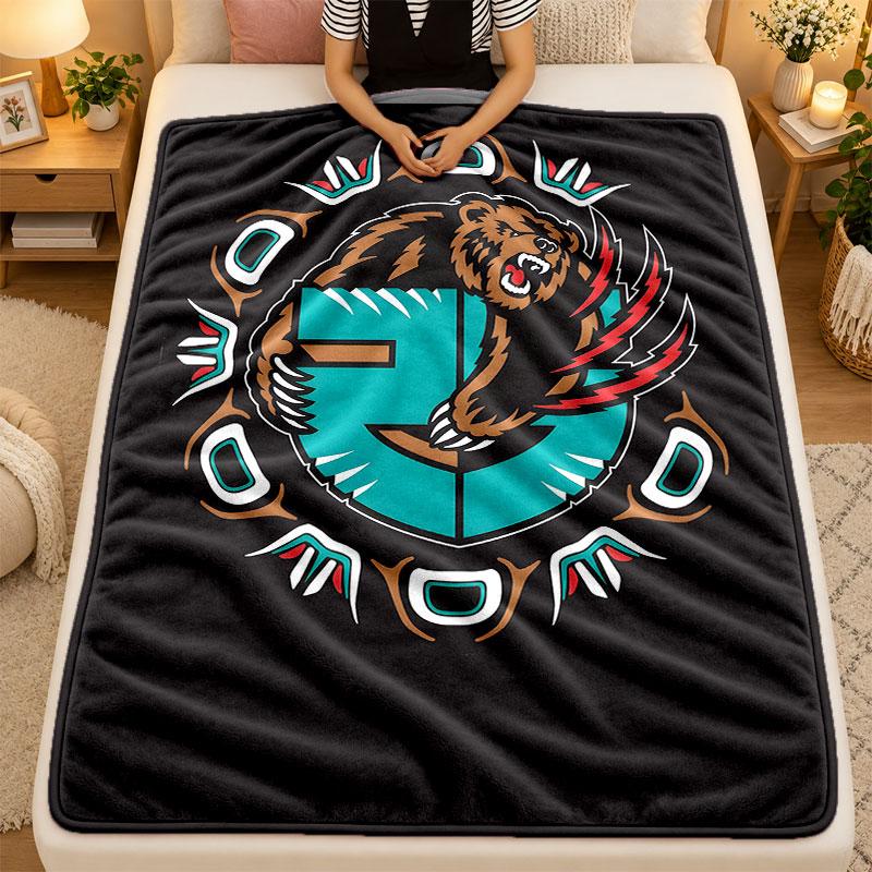 Flannel BlanketMemphis Grizzlies Warm Soft Throw Blanket for Indoor Sofa Bed Living Room Use