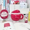 Roztomilý keramický hrnek na Štědrý večer Kreativní jablečný hrnek s víčkem a lžičkou Dívčí vánoční dárek Suvenýr