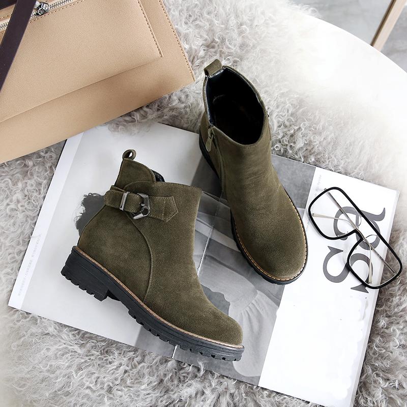 Women's low-heeled short boots autumn and winter new thick-heeled large-size comfortable recreational locomotive boots