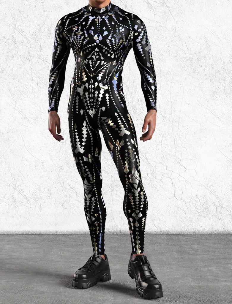 3D Digital Printing Stage Performance Costumes Adults Halloween Events Carnival Theme Party Cosplay Outfit Pretend Game Jumpsuit