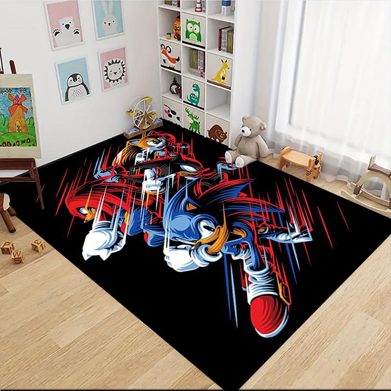 1Pc Sonic Adventure Team Sonic Carpet Rug Customizable Soft Washable Antislip Home Living Room Sofa Mats Personalized Rug 0917237