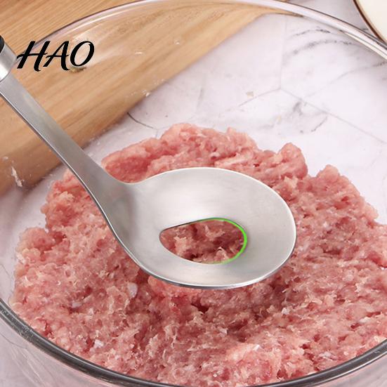 Einfach zu greifender Fleischbällchenlöffel, Edelstahl-Herstellerlöffel, Rutschfestes ergonomisches Design mit langem Griff, Professionelles Fleischbällchen-Werkzeug für Fischbällchen und