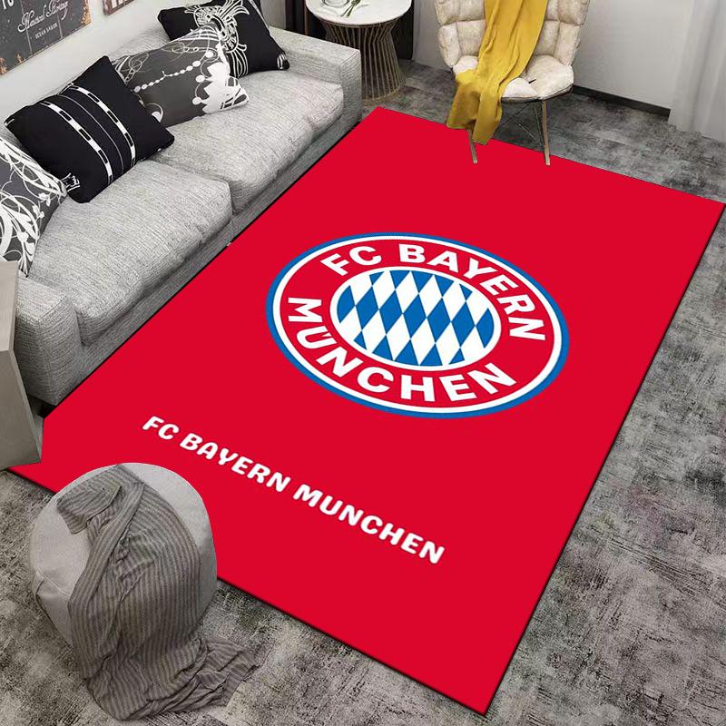 Red Carpet with FC Bayern München Logo and Blue Diamond Pattern Design Suitable for Use As an Anti-slip for Living Room Bedroom Sofas