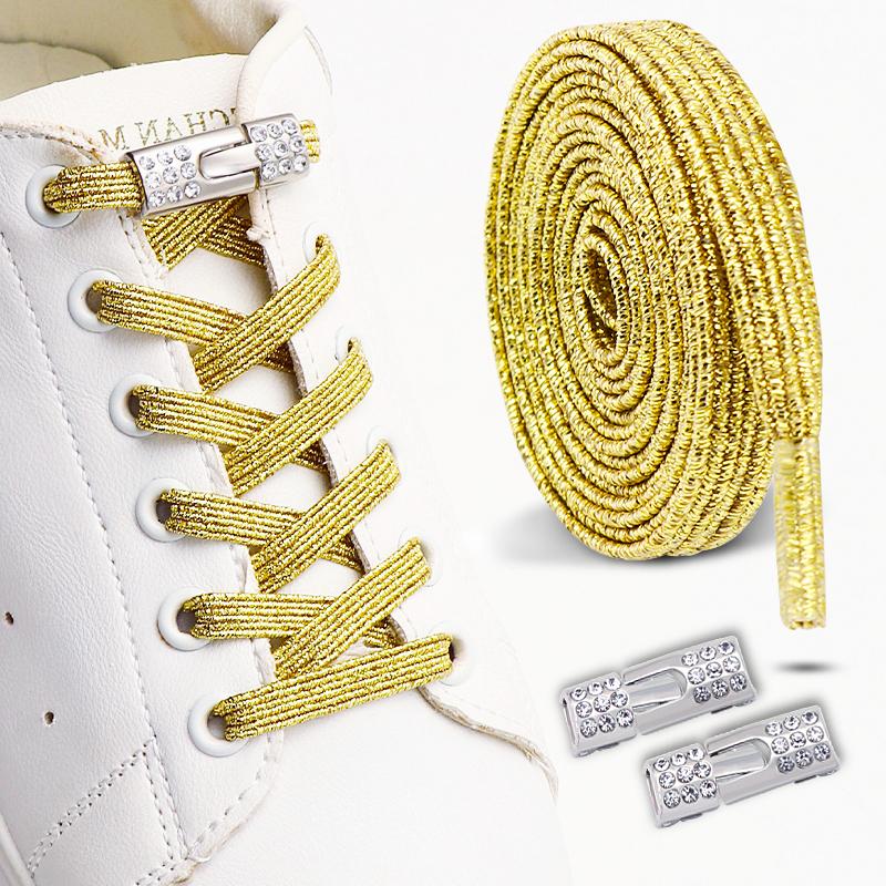New Diamond Lock Shoelaces Without Ties No Tie Shoe Laces Elastic Laces Sneakers Colorful Glitter Flat Shoelace Shoe Accessories