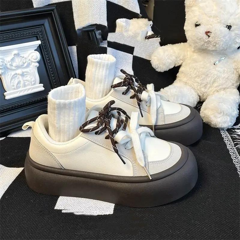 Fashion 2025 Round Toe Lace Up Women's Shoes Offers Trends Original 39 Walking Y2k New Aesthetic Cheap Ladies Footwear On Sale