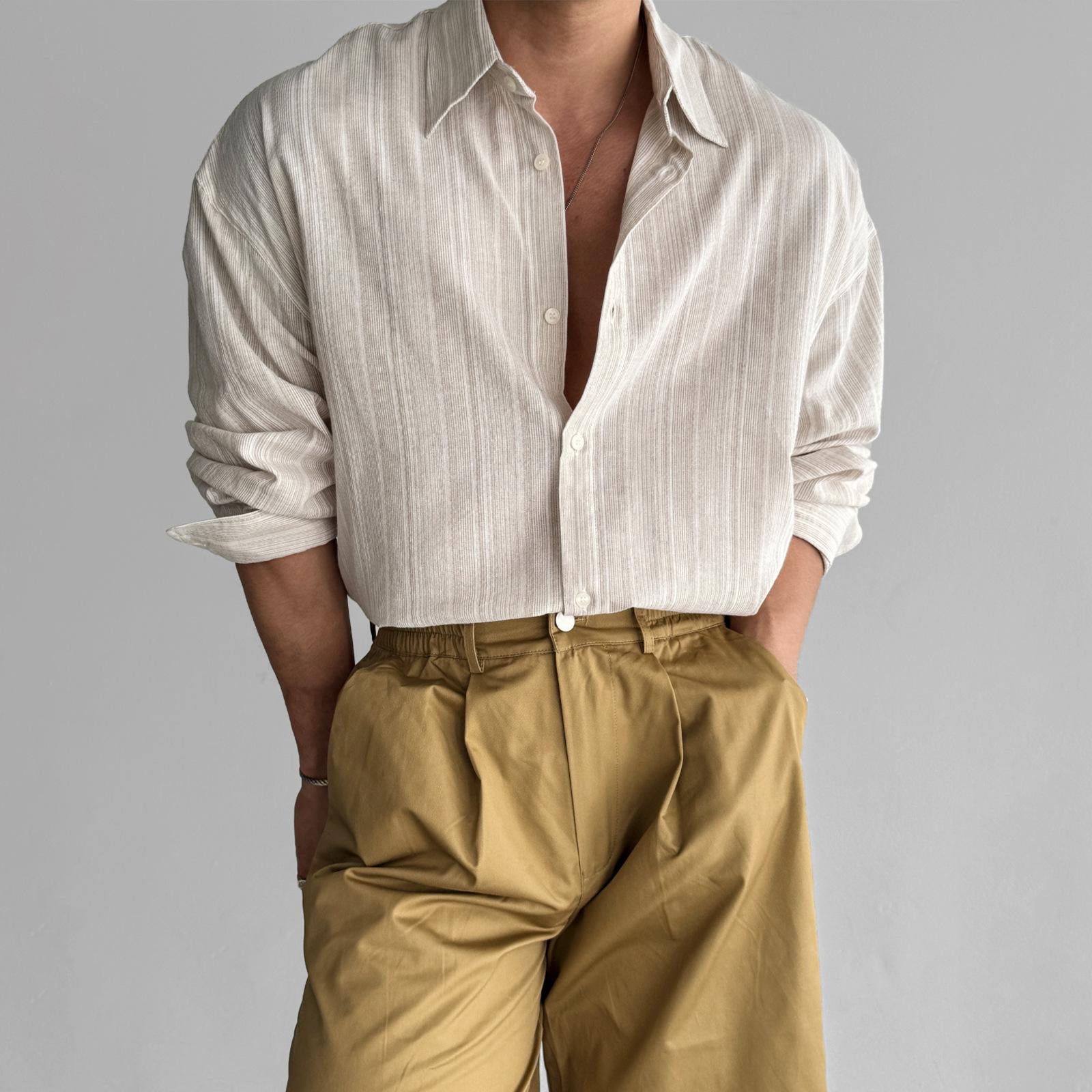 

Мужская голубая полосатая повседневная рубашка XXL абрикосовый