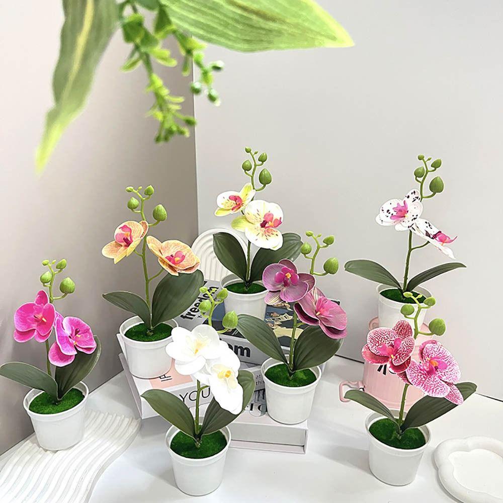 Kunstmatige Kunstorchidee Bonsai 25cm Potplant Kunstplant voor Buiten Binnen Kantoor