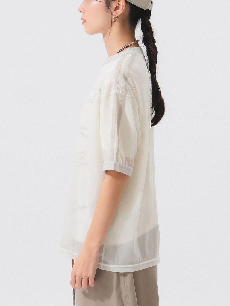 Beams Boy S/S Tee Sheer Line Short Sleeve Women's OFF_WHT FREE