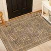Dunkelgrüner Waschbarer Eingangsteppich Vor der Tür Läuferteppiche Innen Badezimmer Kleine Teppiche Vintage Floral Dünner Teppich für Küche Boho Dekor