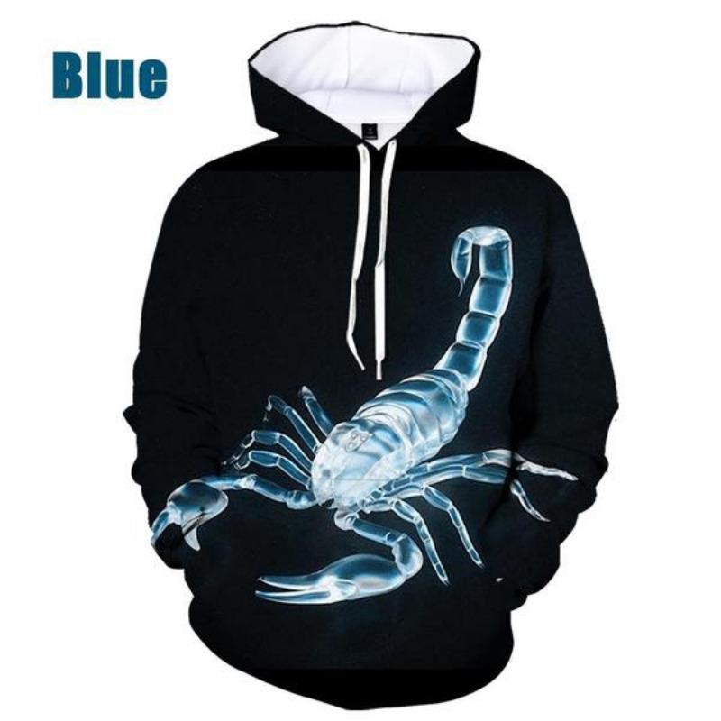 Cool Fashion 3D Printed Hoodie Animal Scorpion Men's Personality Sweatshirt Men Hooded Pullover Sweatshirts