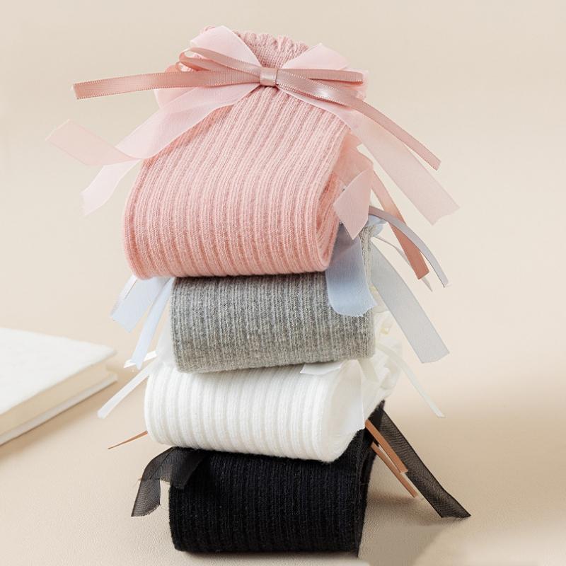 New Kids Girls Bow Long Socks Spring Autumn Cotton Over The Knee High Socks Cute Baby Lolita Stockings