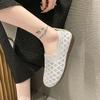 Mocasini de vară tricotați cu vârf pătrat pentru femei, mocasini respirabili din plasă, pantofi de conducere confortabili cu fund moale